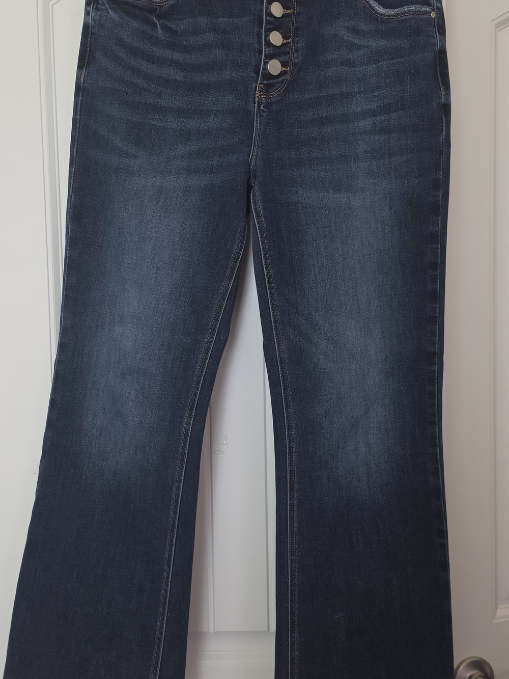 SHEIN Dark Blue High-Rise Flare Jeans
